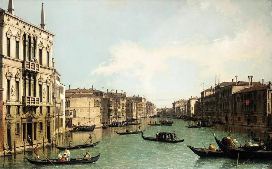 Venedig: Den Store Kanal, mod nordøst fra Balbi-paladset mod Rialto-broen - Canaletto