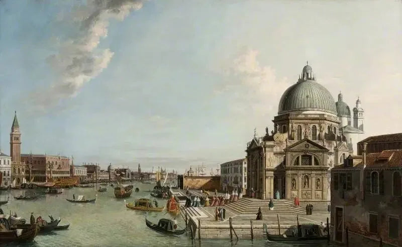 Venedig: Den store kanal set fra øst, med kirken Santa Maria della Salute - Canaletto