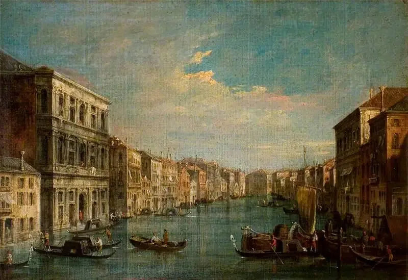 Venedig: Den store kanal set fra sydvest fra Palazzo Grimani - Canaletto
