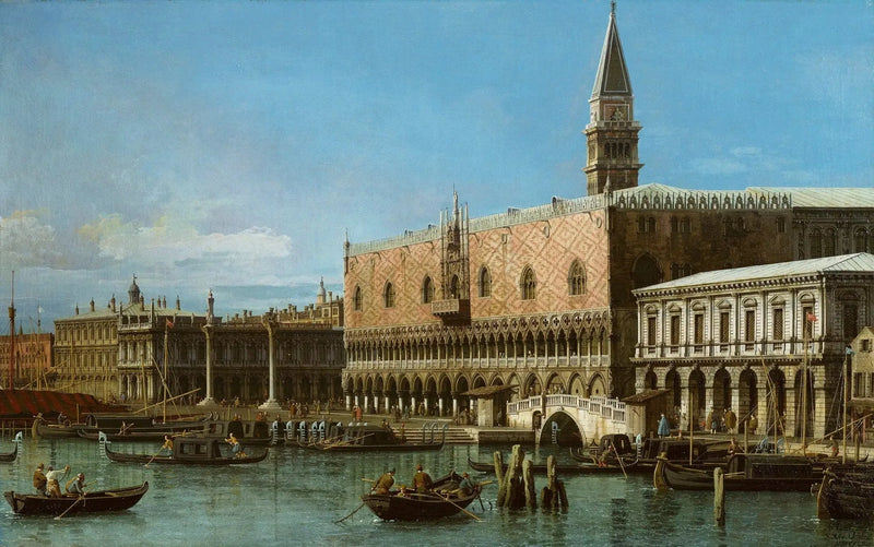 Venedig: Molen med fængslerne og Dogepaladset - Canaletto