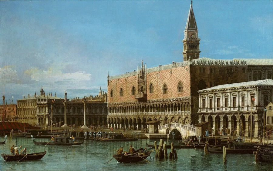 Venedig: Molen med fængslerne og Dogepaladset - Canaletto