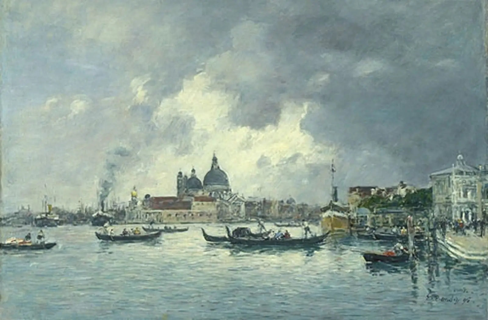 Venise, le soir. Le Quai des Esclavons et la Salute - Eugène Boudin image 1 copie peinte à la main à l’huile