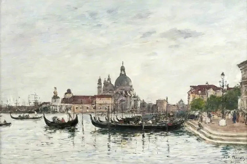 Venedig: Santa Maria della Salute og Dogana set fra den anden side af Grand Canal - Eugène Boudin
