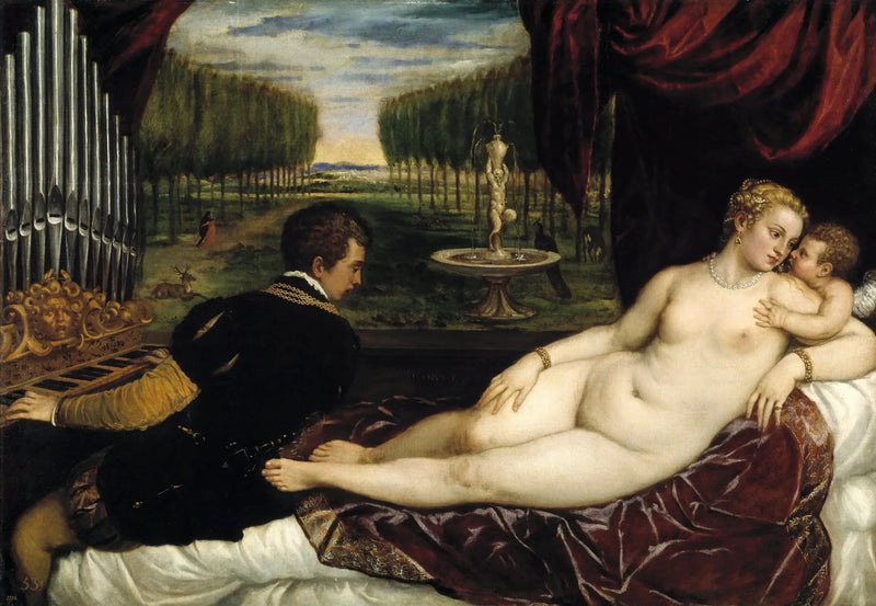 Venus med en organist og Cupid - Titian