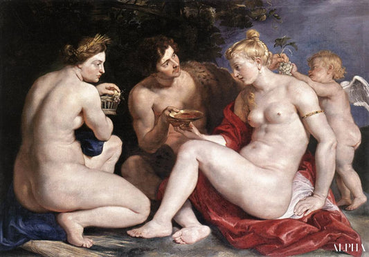 Vénus, Cupidon, Bacchus og Ceres - Peter Paul Rubens - Reproduktioner af malerier og højkvalitets malerier