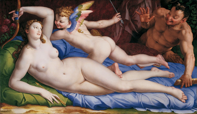 Venus, Amor og Satyr - Bronzino