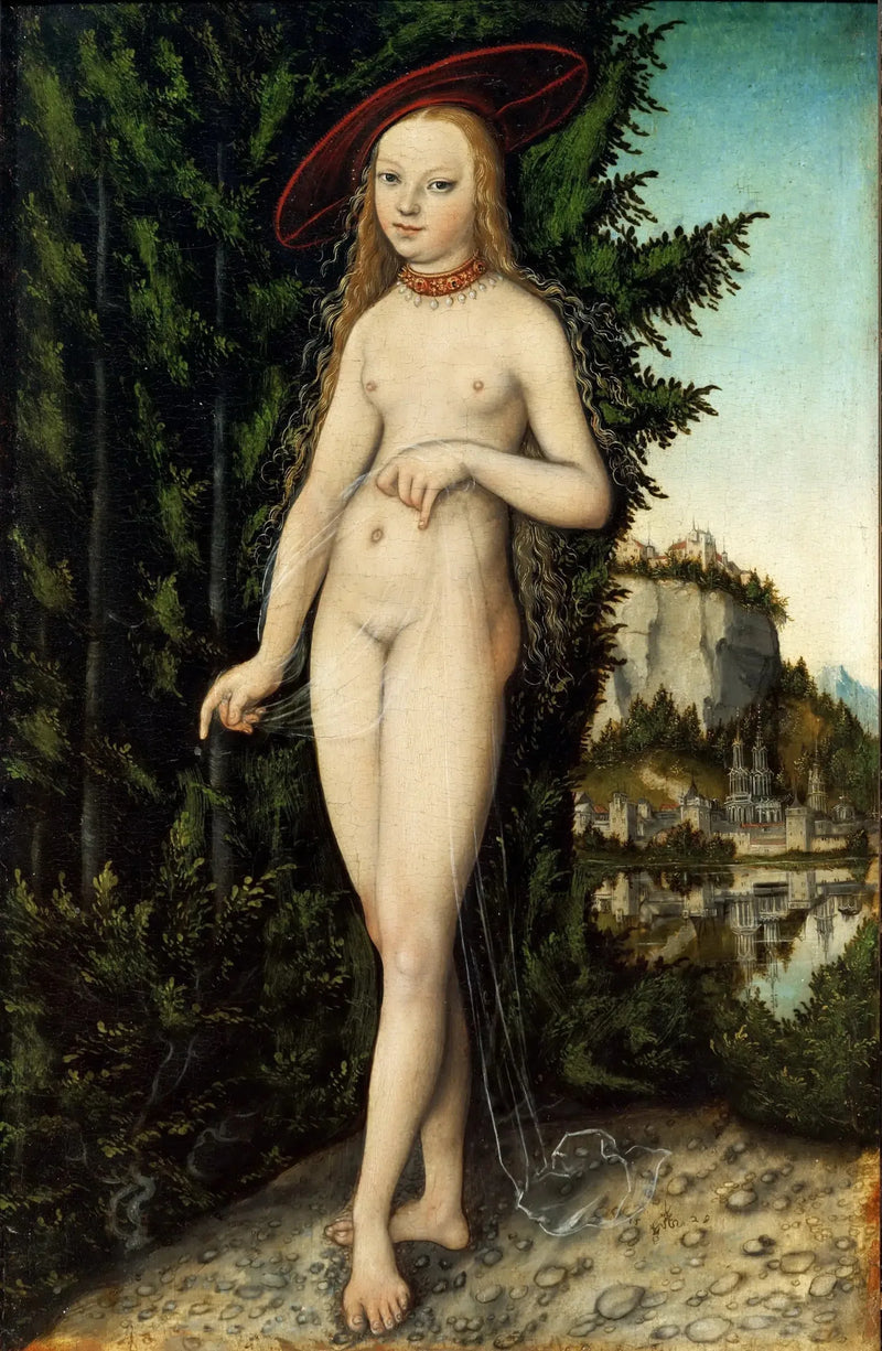 Venus stående i et landskab - Lucas Cranach den Ældre