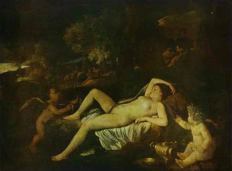 Sovende Venus med Kærlighed - Nicolas Poussin
