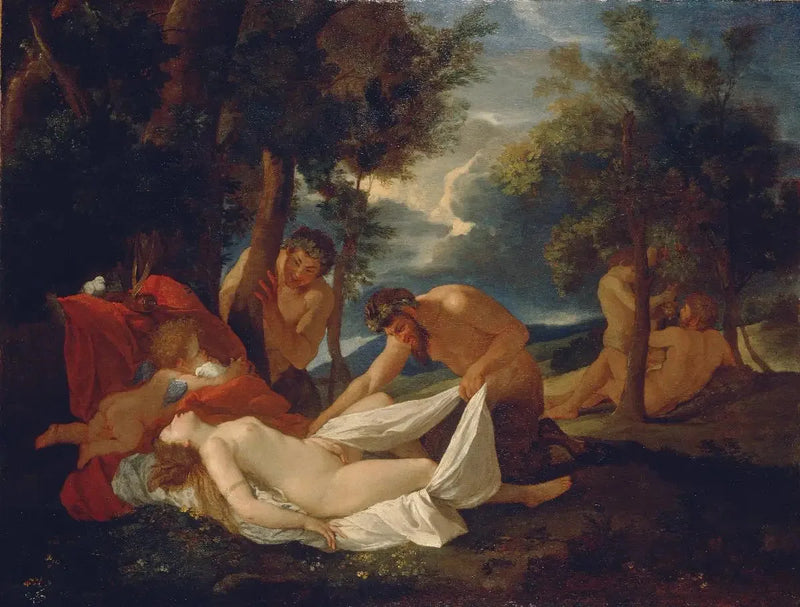 Venus sovende overrasket af satyrer - Nicolas Poussin
