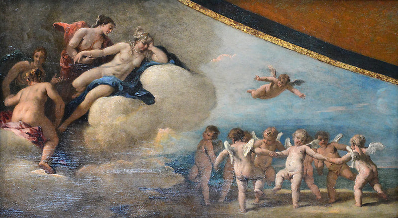 Venus omgivet af nymfer, der ser en danse af Amor - Sebastiano Ricci