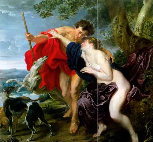 Vénus essayant d'empêcher Adonis d'aller chasser - Antoine van Dyck image 1 reproduction artisanale de tableau