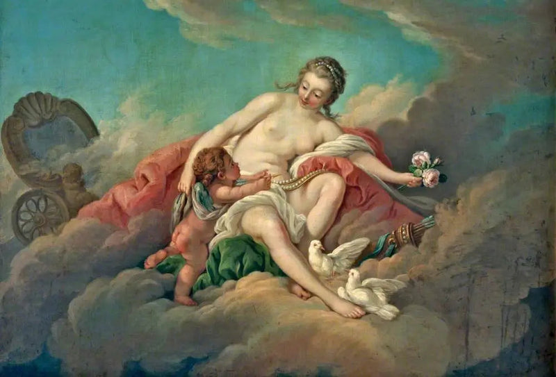 Venus og Cupido i skyerne - François Boucher