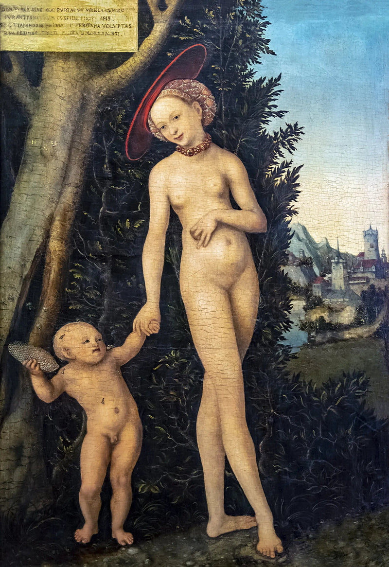 Venus og Cupido flyvende med honning - Lucas Cranach den Ældre