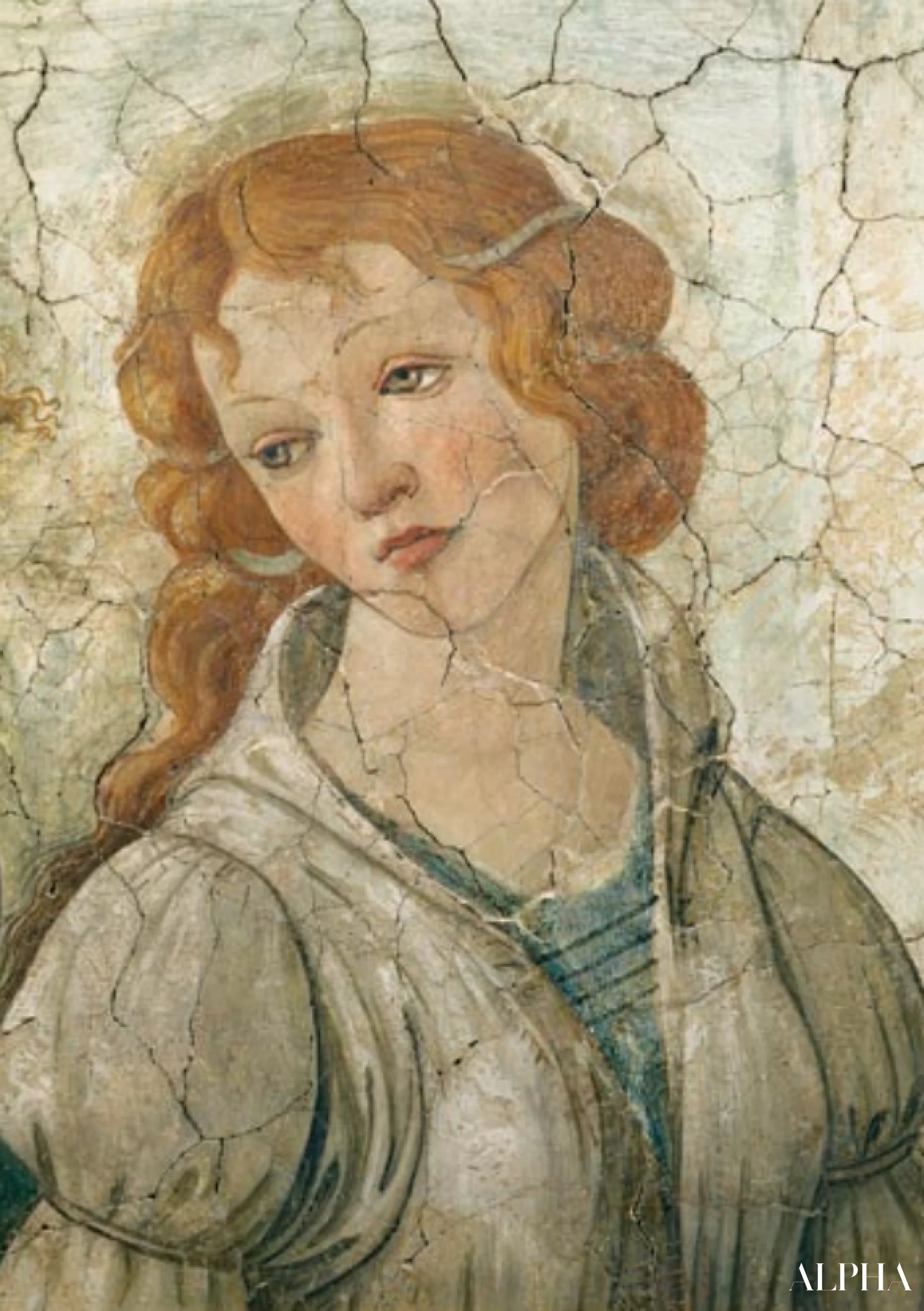 Vénus og de tre Graces, der giver gaver til en ung pige, detalje af en af Gracerne - Sandro Botticelli - Reproduktioner af malerier og højkvalitets malerier