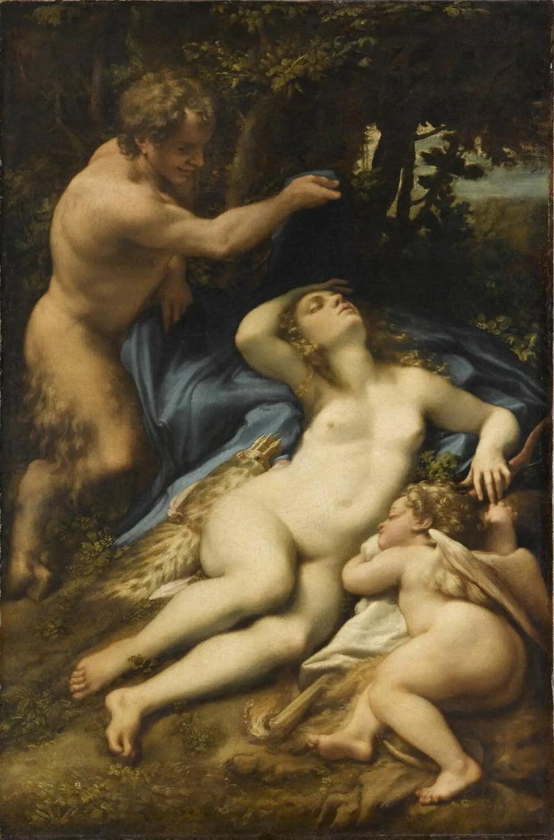 Venus, Satyr og Cupido - Antonio da Correggio