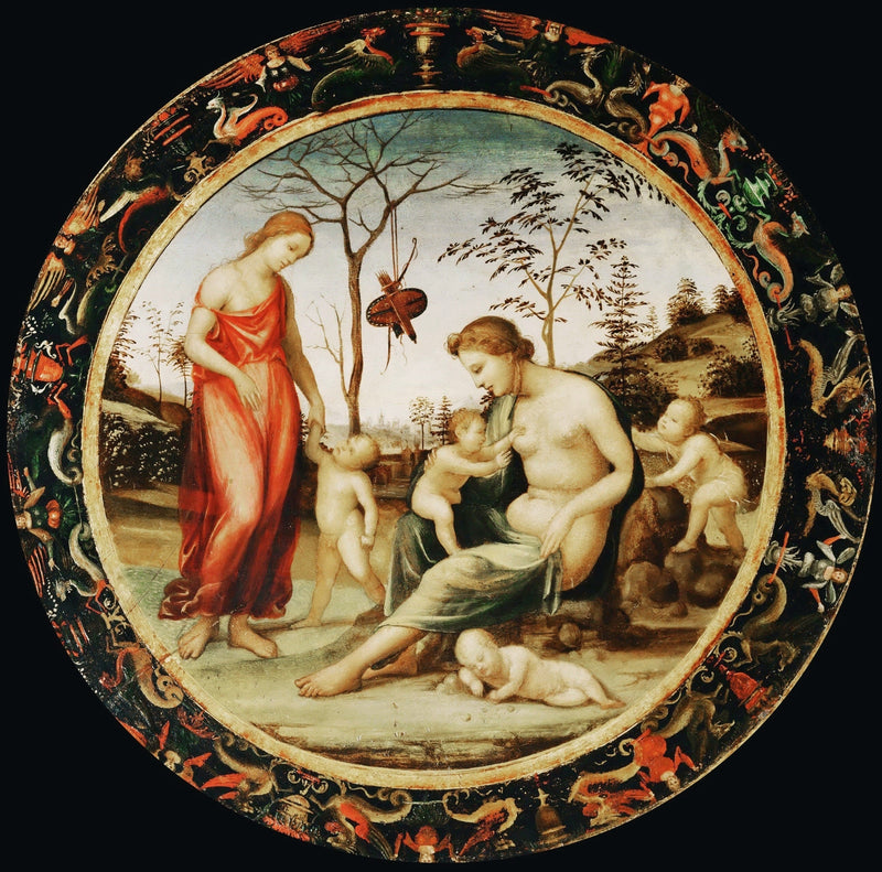 Jorden Venus med Eros og Himmel Venus med Antéros og to andre cupidoer - Il Sodoma (Giovanni Antonio Bazzi)
