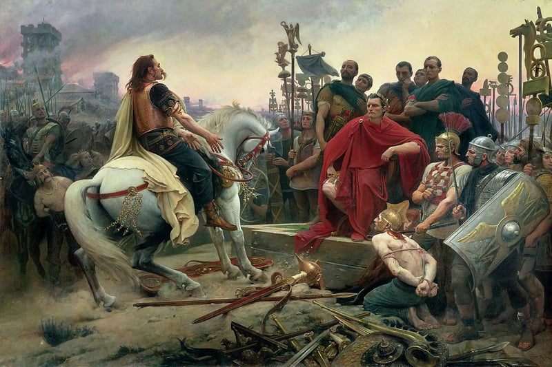 Vercingetorix kaster sine våben ved fødderne af Julius Cæsar - Lionel Royer