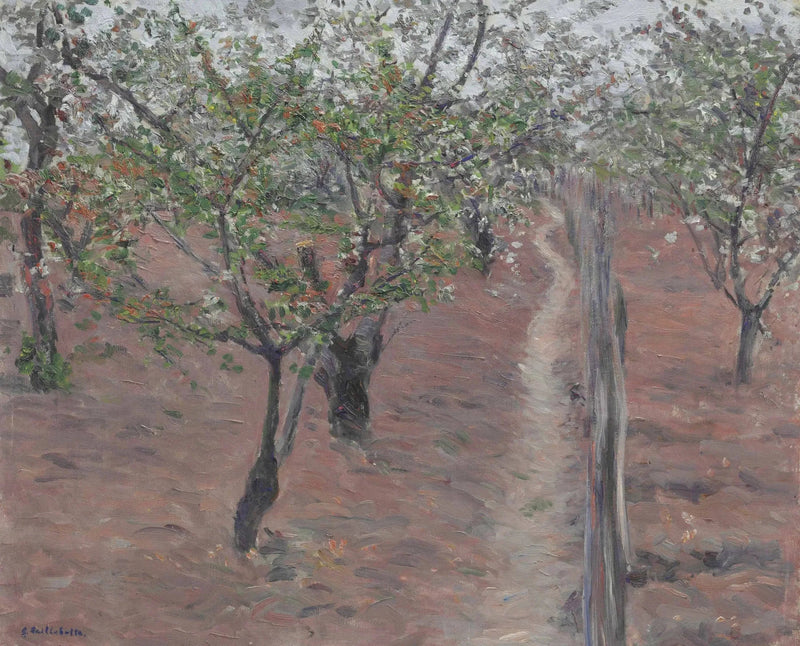 Frugtplantage, blomstrende træer, Petit Gennevilliers - Gustave Caillebotte