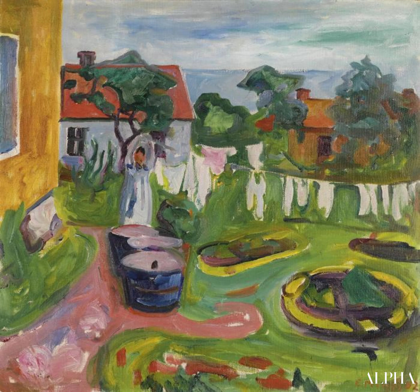Tøj på en linje i Asgardstrand - Edvard Munch - Reproduktioner af malerier og højkvalitets malerier