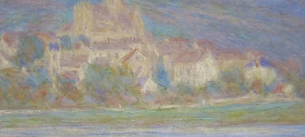 Détail du village et de l’église dans Vétheuil, le matin de Claude Monet