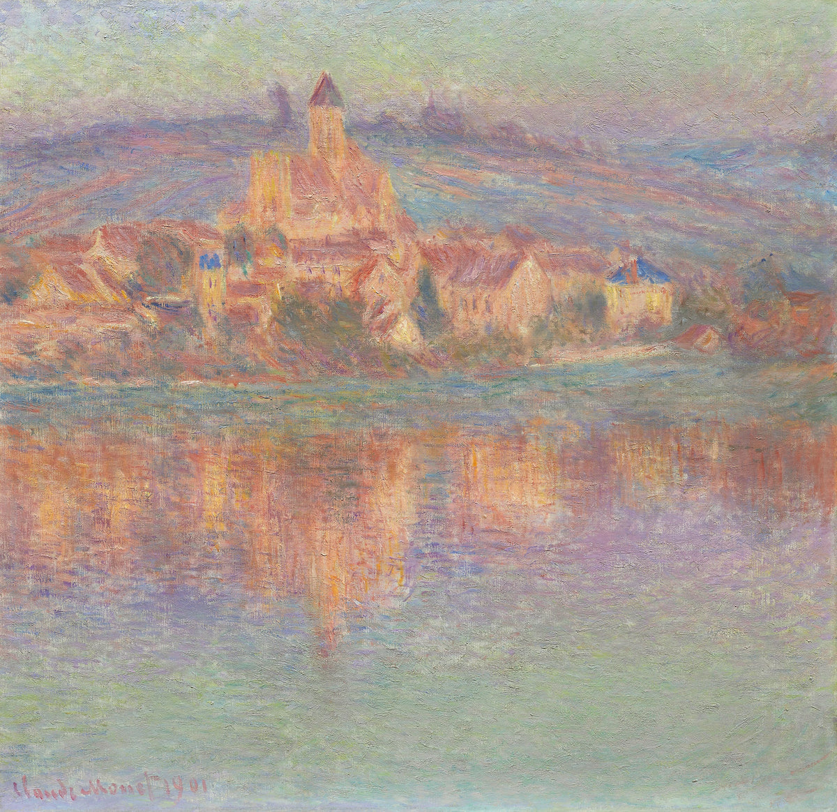 Vétheuil, aften effekt - Claude Monet