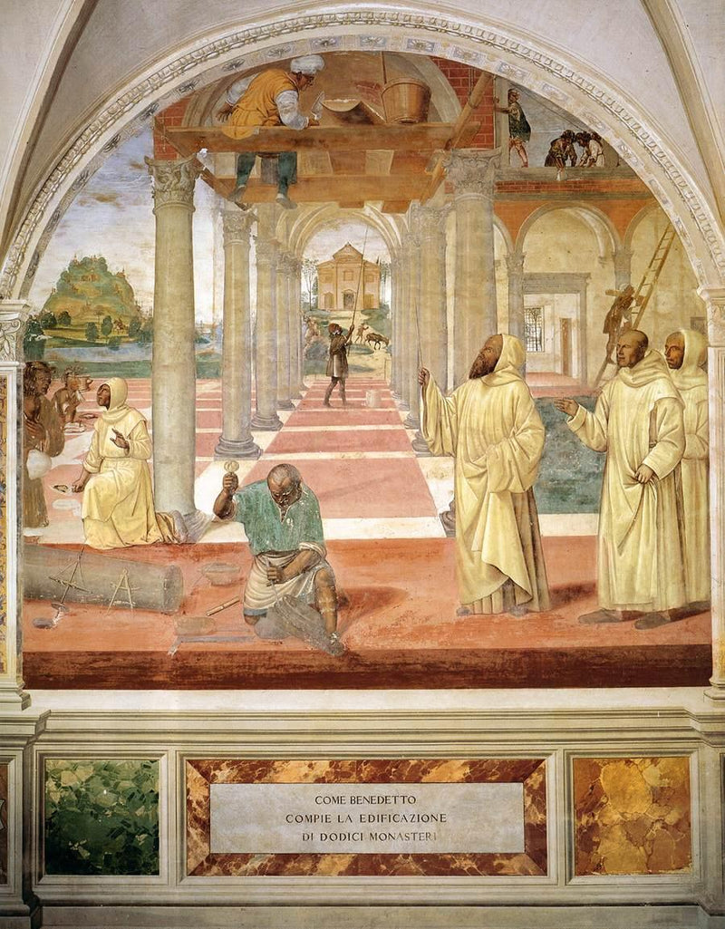 Saint Benoît's Liv, Scene 11 Benoît får opført tolv klostre - Il Sodoma (Giovanni Antonio Bazzi)