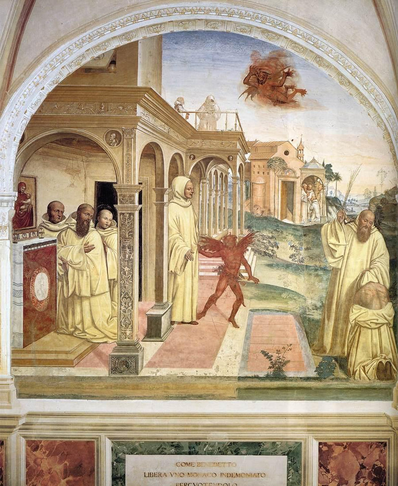 Saint Benoît's liv, Scene 13 Benoît frigiver en munk besat af dæmonen - Han Sodoma (Giovanni Antonio Bazzi)