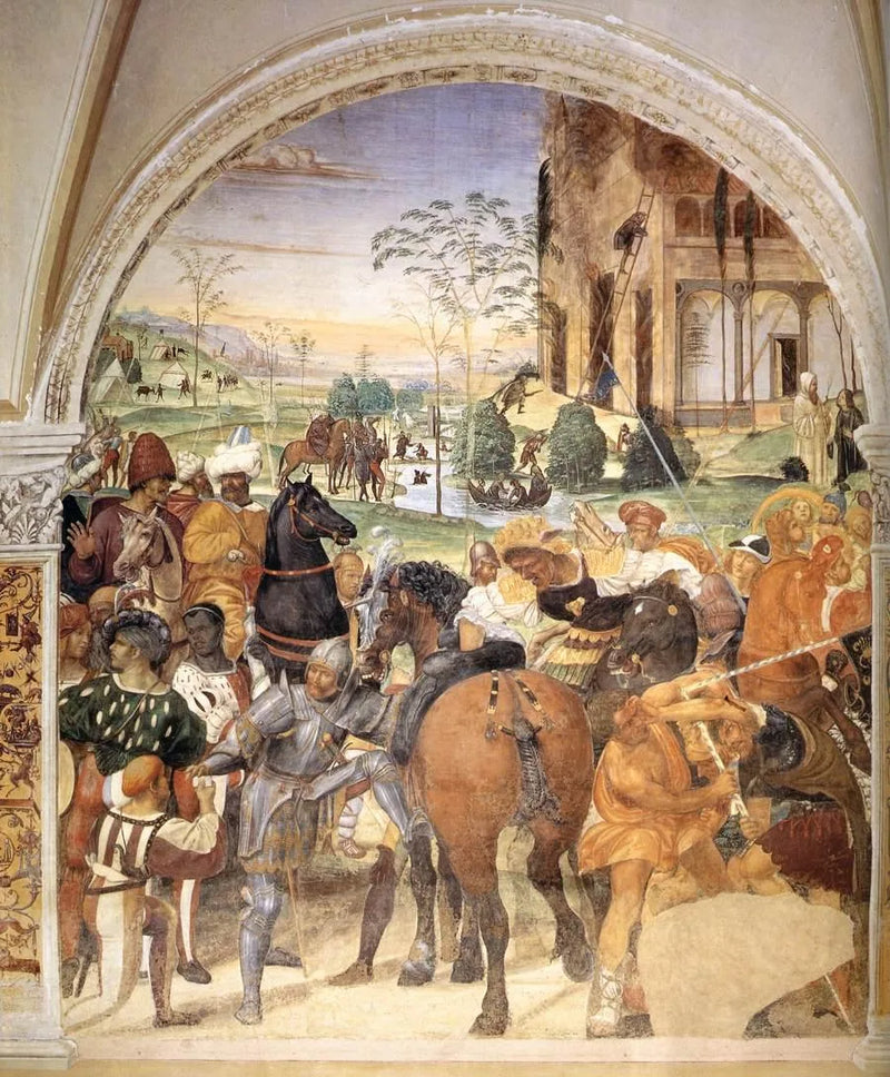 Saint Benoît's liv, scene 30: Benoît forudsiger ødelæggelsen af Montecassino - Il Sodoma (Giovanni Antonio Bazzi)