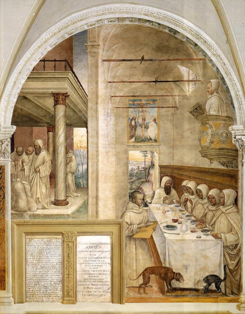 Saint Benoît liv, scene 31: Benoît fodrer munken - Il Sodoma (Giovanni Antonio Bazzi)