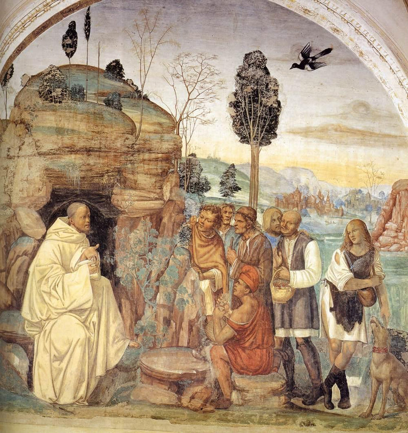 Saint Benoît's liv, scene 7: Benoît underviser bønderne - Il Sodoma (Giovanni Antonio Bazzi)