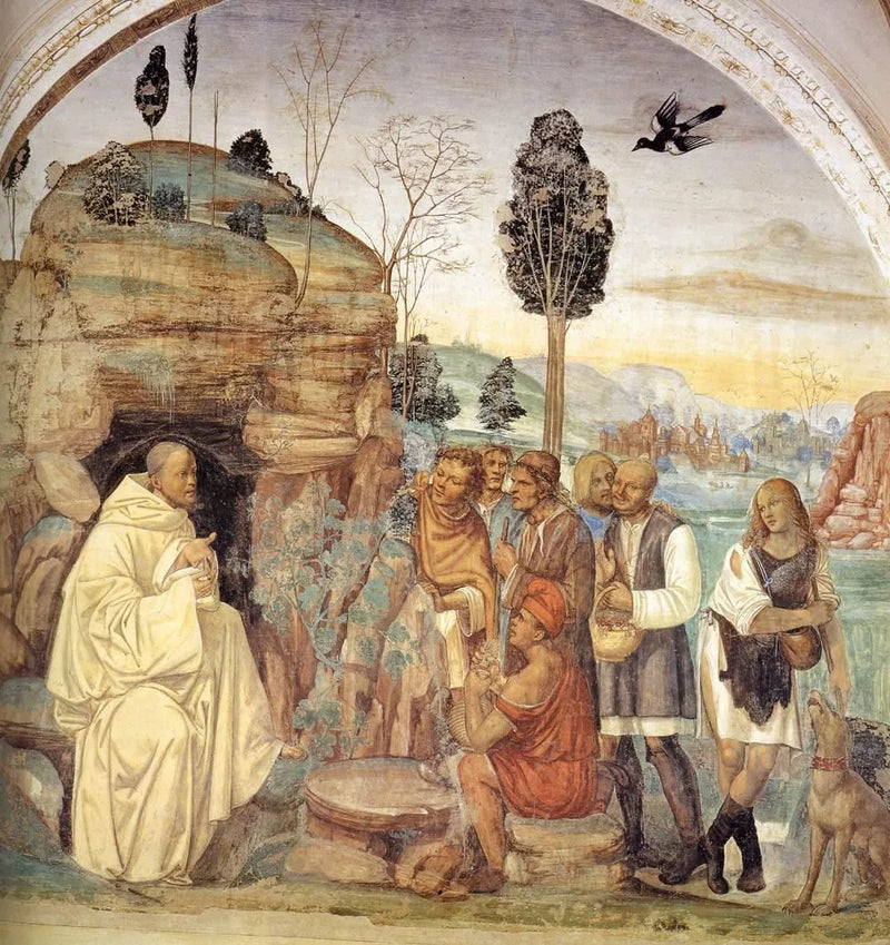 Saint Benoît's liv, scene 7: Benoît underviser bønderne - Il Sodoma (Giovanni Antonio Bazzi)