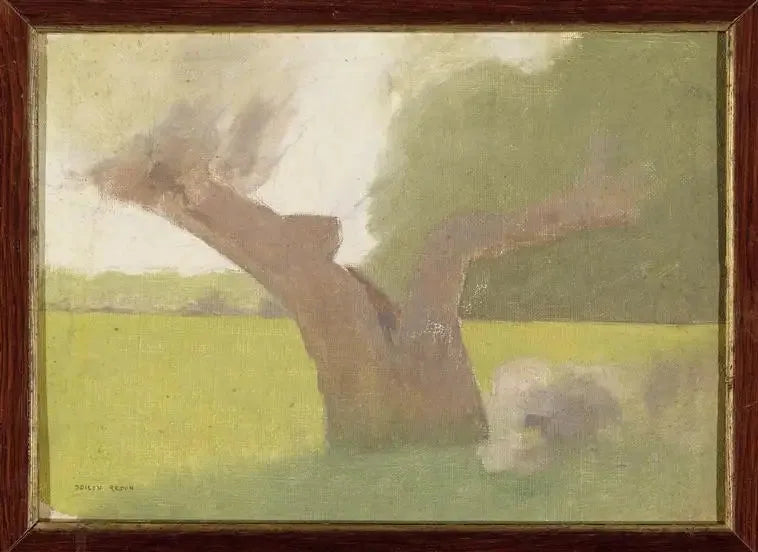 Gammelt træ i en græsmark - Odilon Redon
