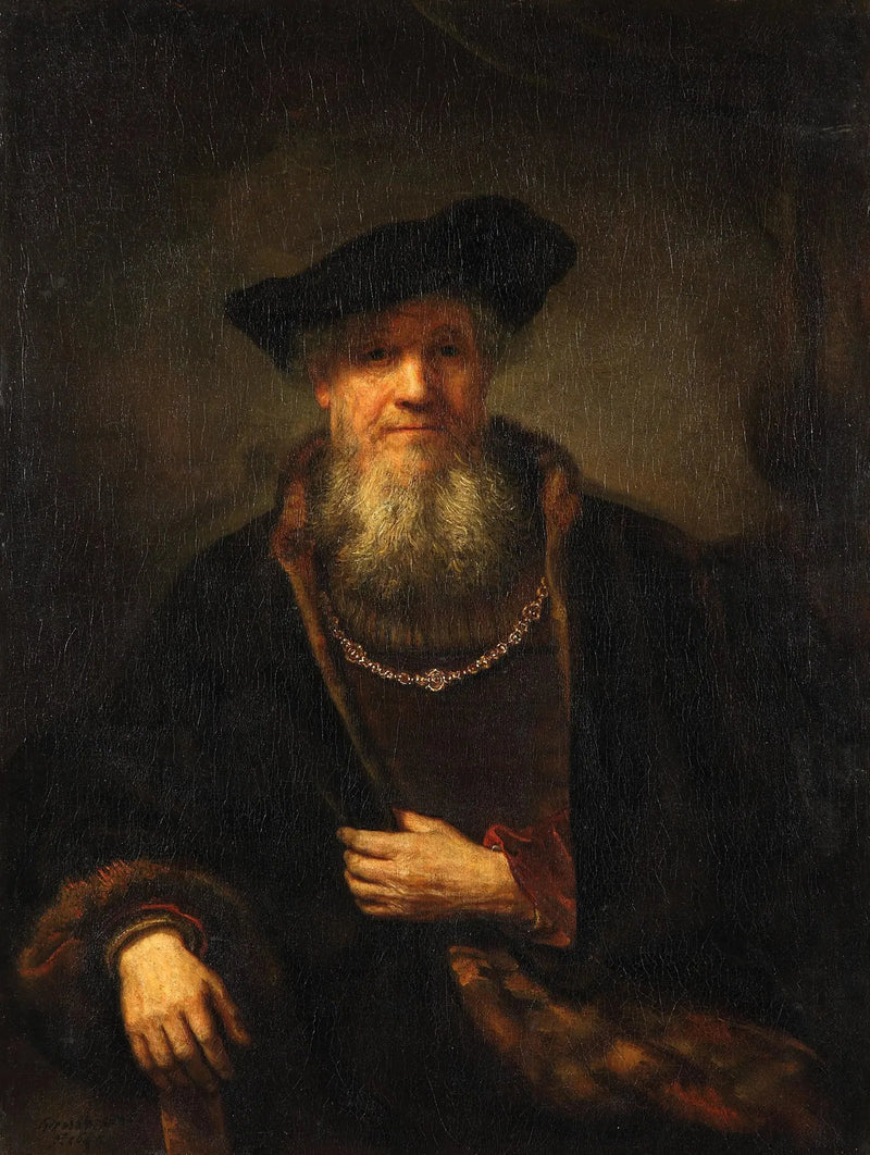 Gammel mand med pelsfrakke - Rembrandt