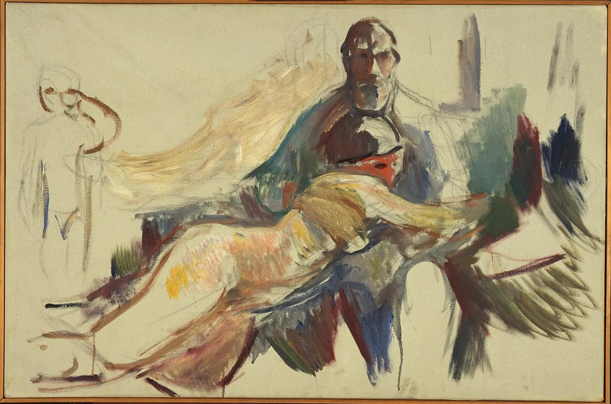 Vieil Homme avec une femme nue dans ses bras - Edvard Munch image 1 copie peinte à la main à l’huile