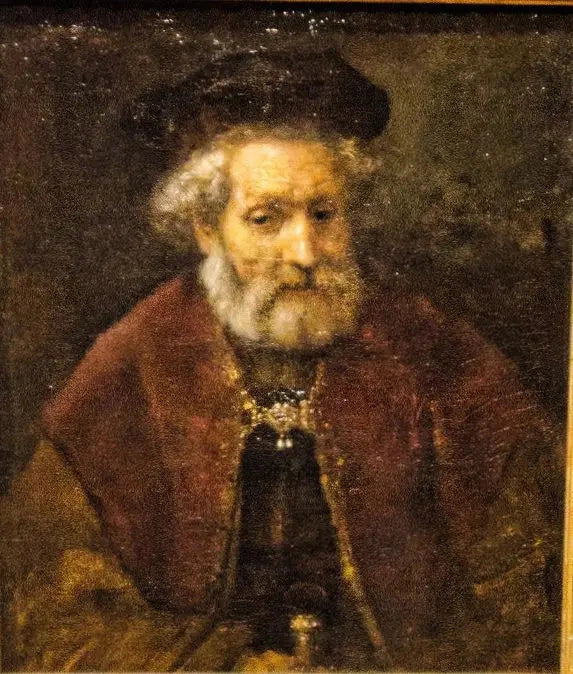 Vieil homme à la barbe, au béret et au médaillon — attribué à Rembrandt, vers 1637