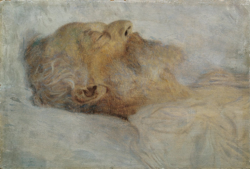 Gammel mand på sin dødsleje - Gustav Klimt