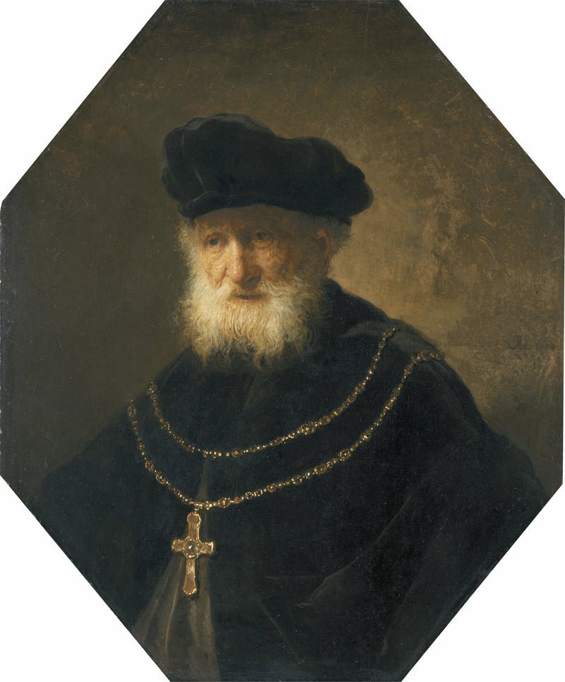 Buste af mand med en guld kæde med et kors - Rembrandt