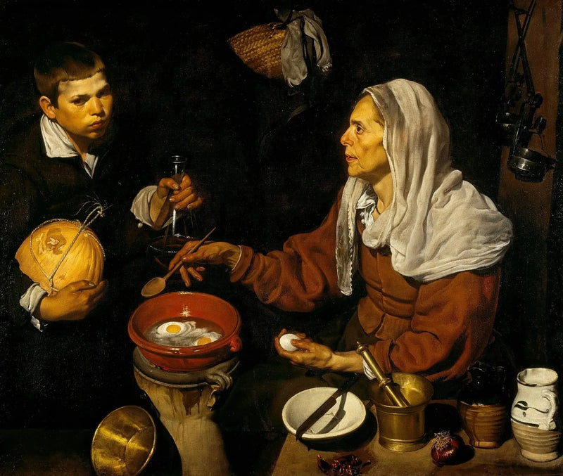 Gamle kvinde der steger æg - Diego Velázquez