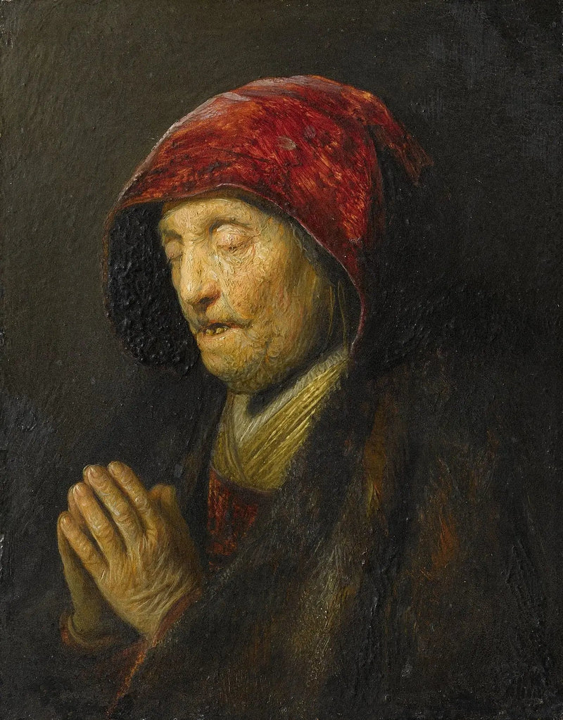Gamle kvinde i bøn - Rembrandt