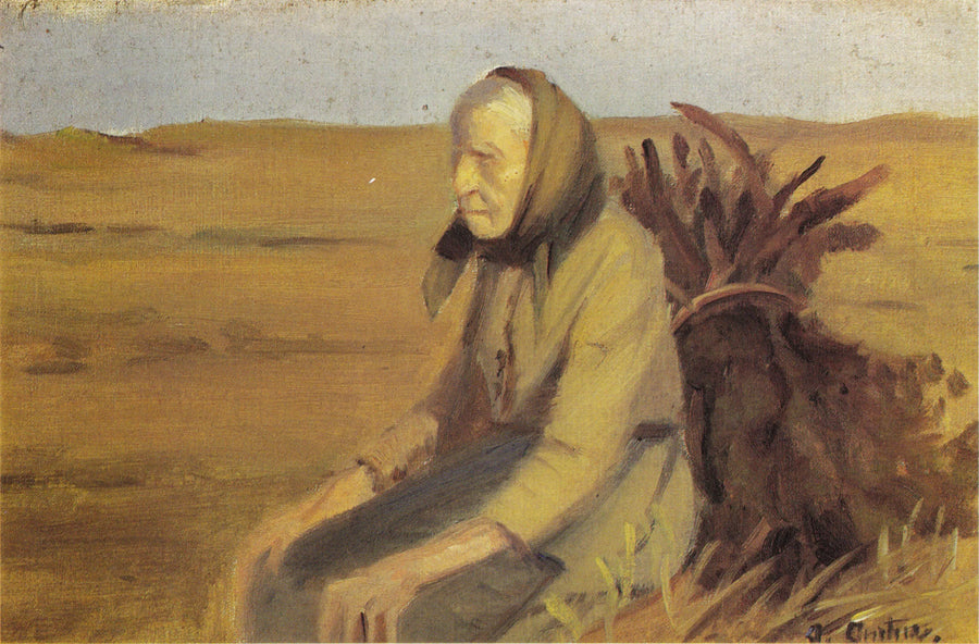 Gammel kvinde (Laurendse) med en buket kviste - Anna Ancher