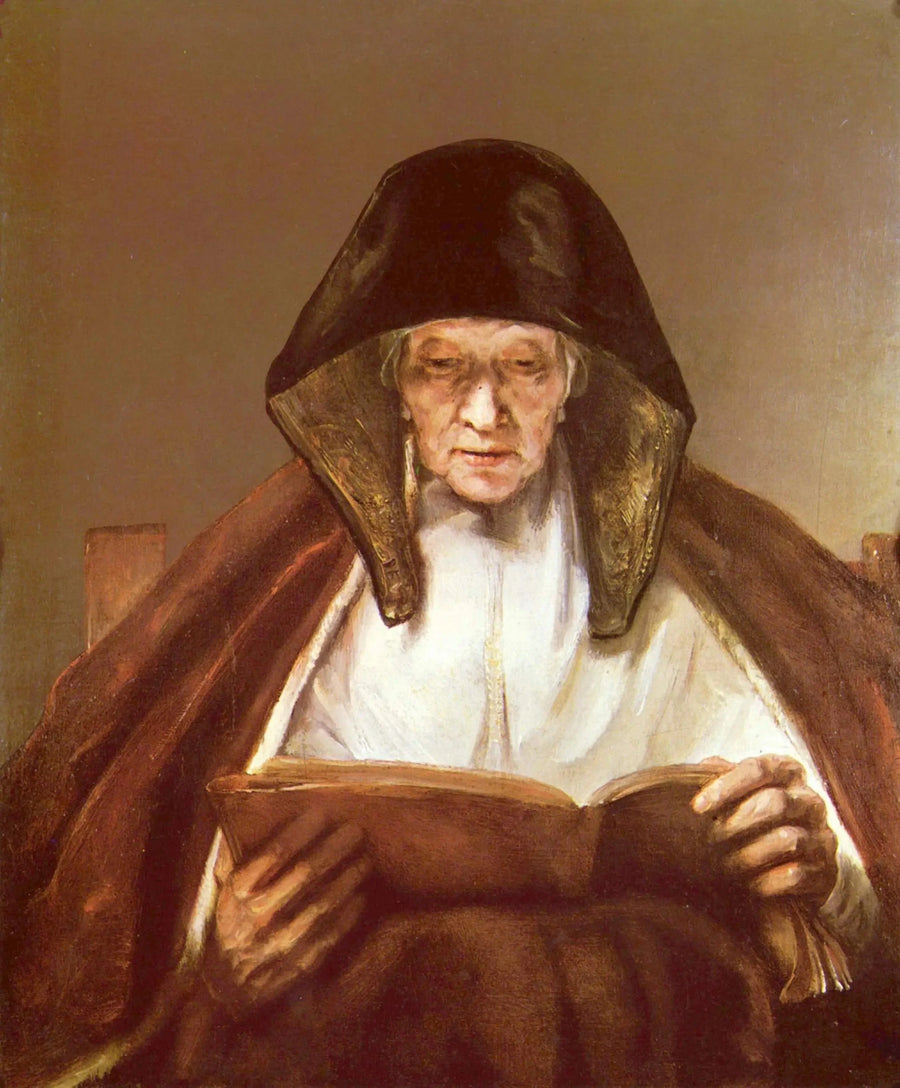 En gammel kvinde læser - Rembrandt