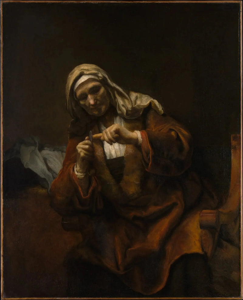 Gammel kvinde der klipper sine negle - Rembrandt