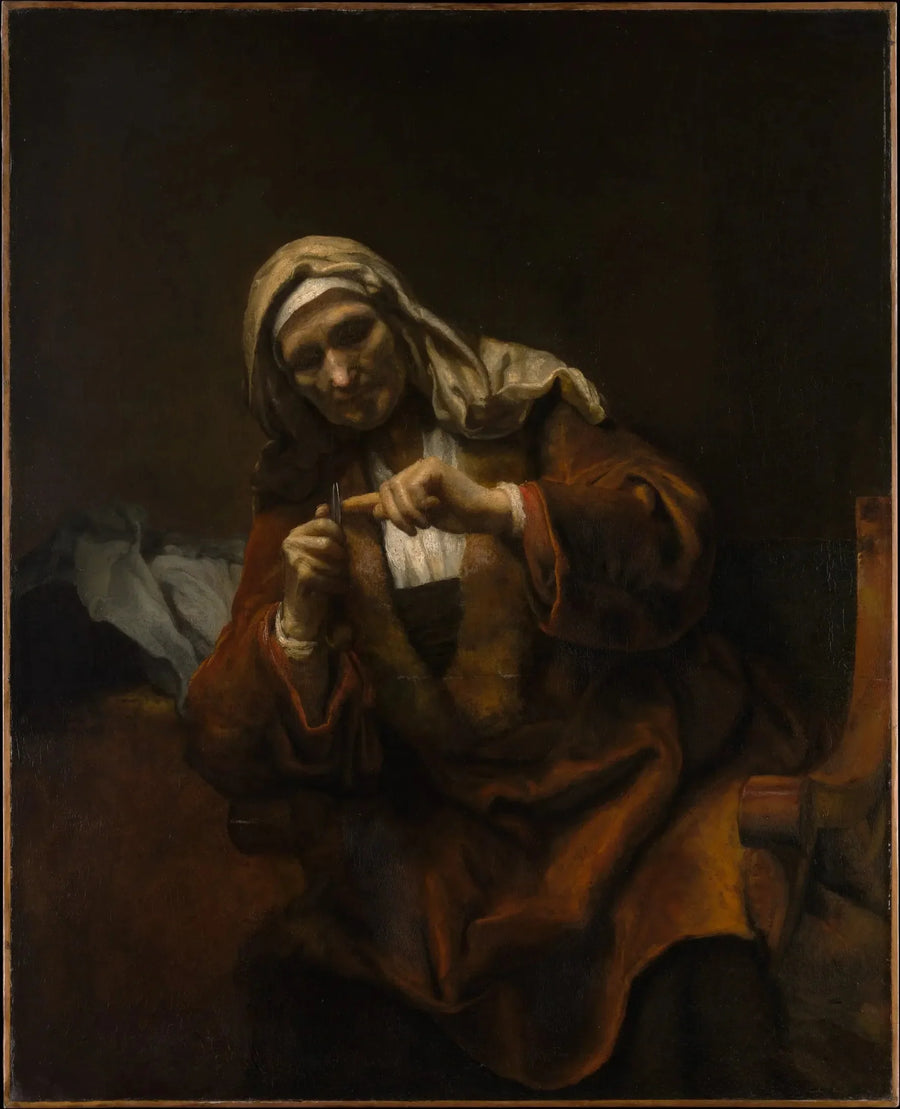 Gammel kvinde der klipper sine negle - Rembrandt