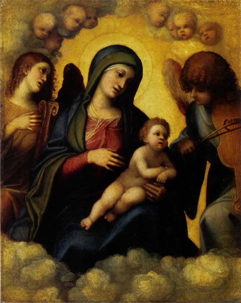 Jomfru med Barnet ledsaget af to musikerengle - Antonio da Correggio