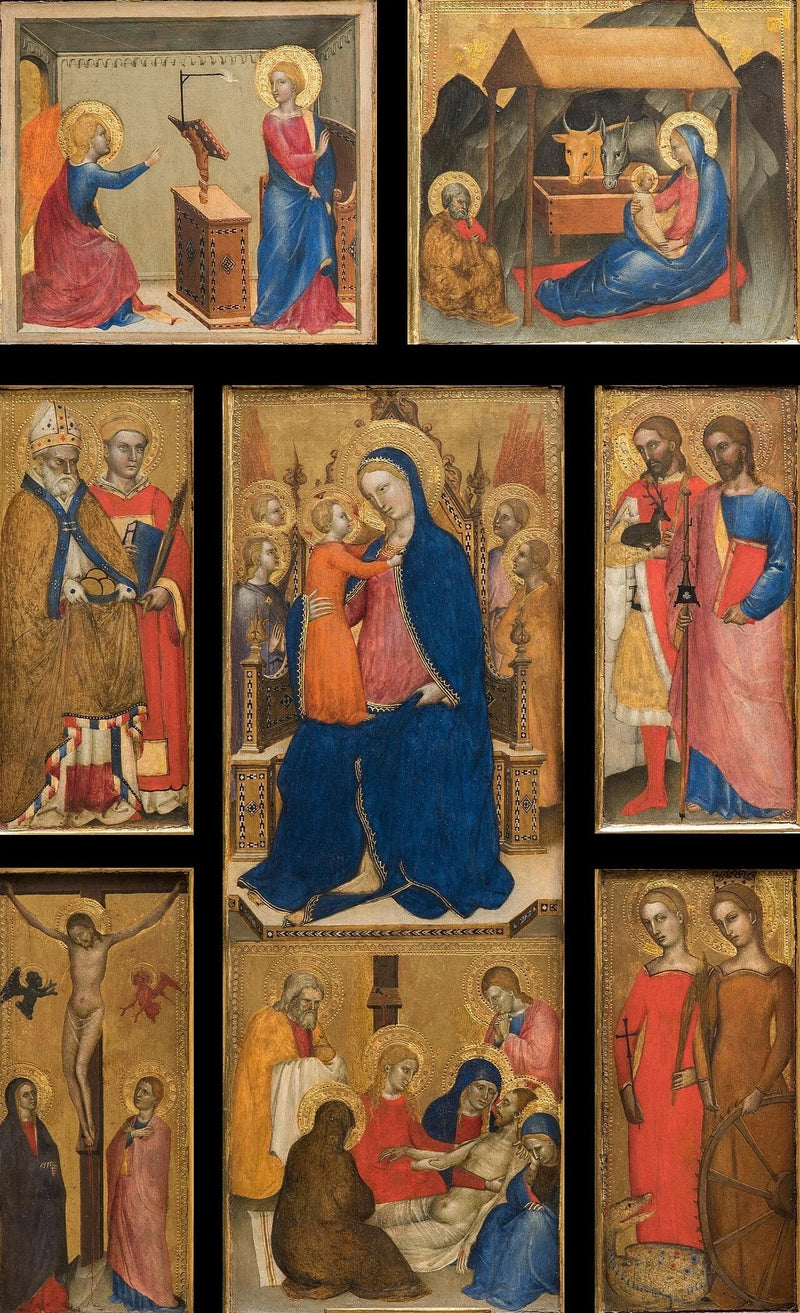 Jomfru med barnet med helgener - Giovanni da Milano