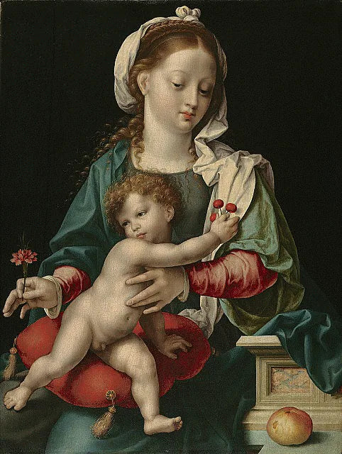 Jomfru med barnet med nellike - Joos van Cleve