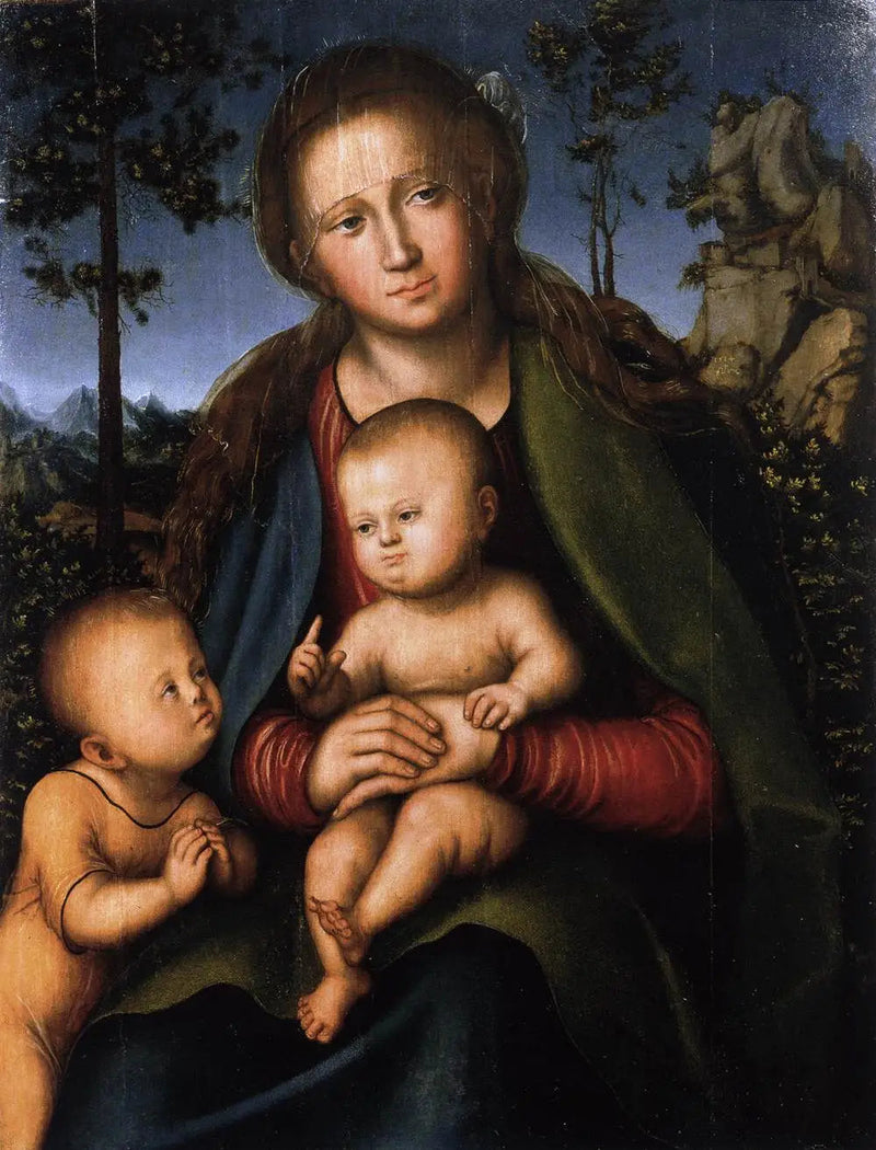 Jomfru med Barnet med den unge Johannes Døberen - Lucas Cranach den Ældre