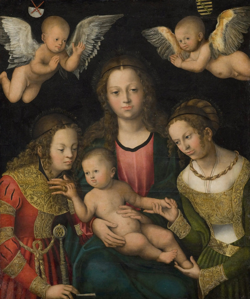 Jomfru med barnet med de hellige Katharina og Barbara - Lucas Cranach den Ældre