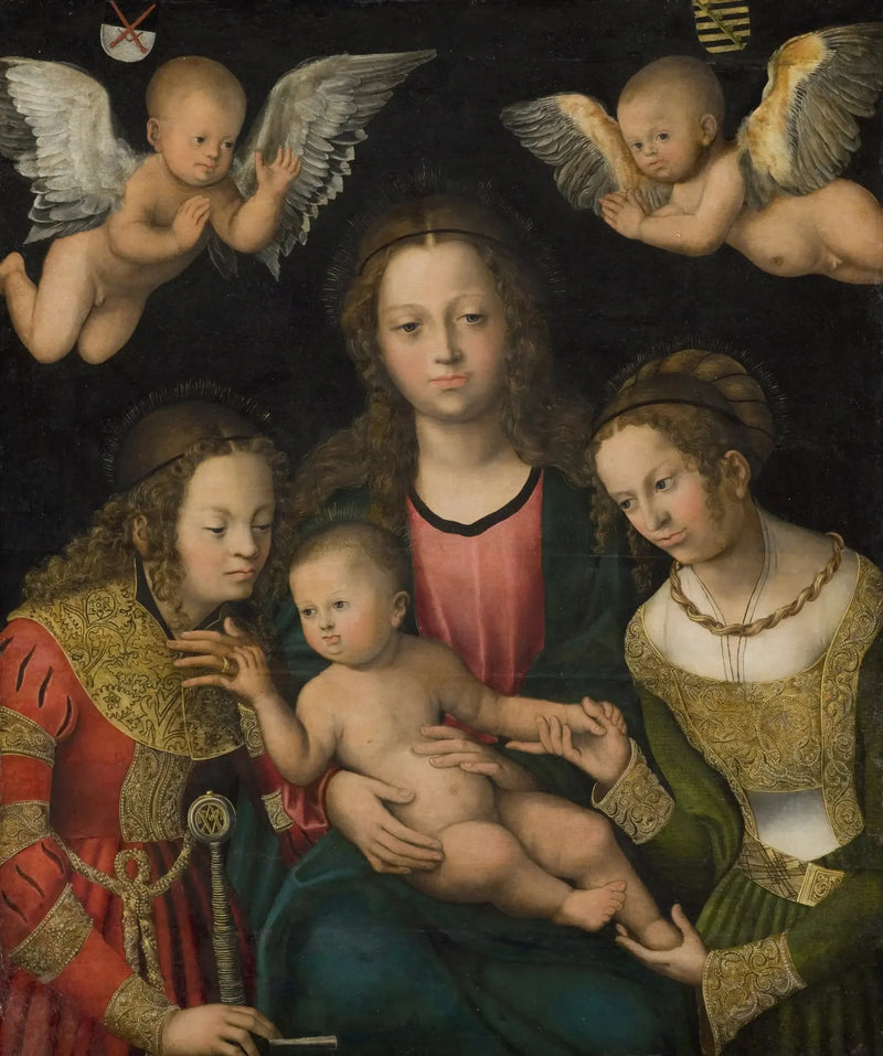 Jomfru med barnet med de hellige Katharina og Barbara - Lucas Cranach den Ældre