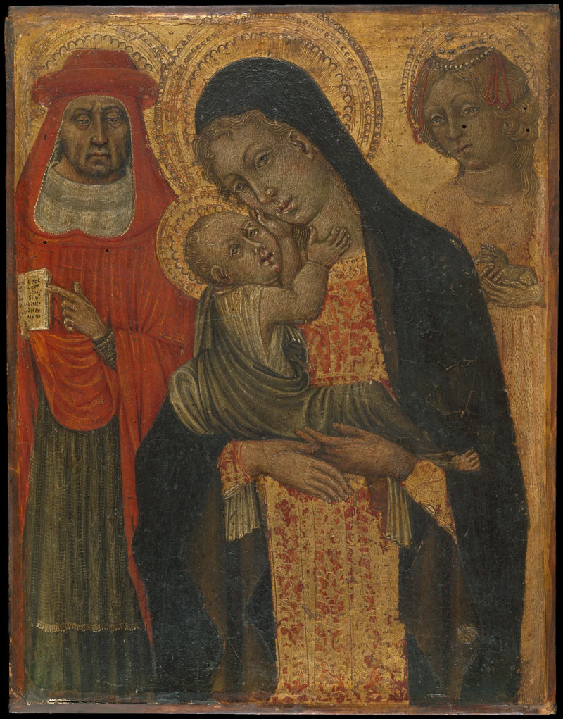 Jomfru med barnet med helgenerne Jerome og Agnes - Giovanni di Paolo